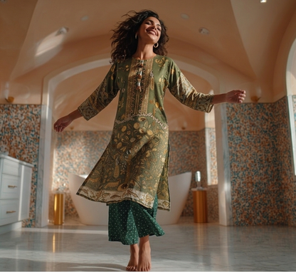 Women's green kurta set