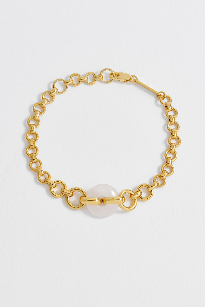 Rose Quartz Graduated Link T-Bar Bracelet