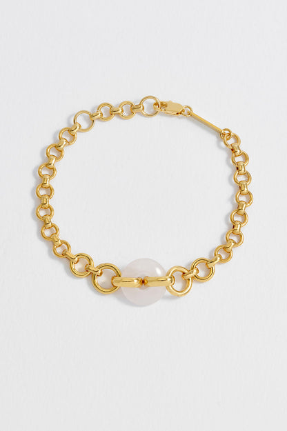 Rose Quartz Graduated Link T-Bar Bracelet