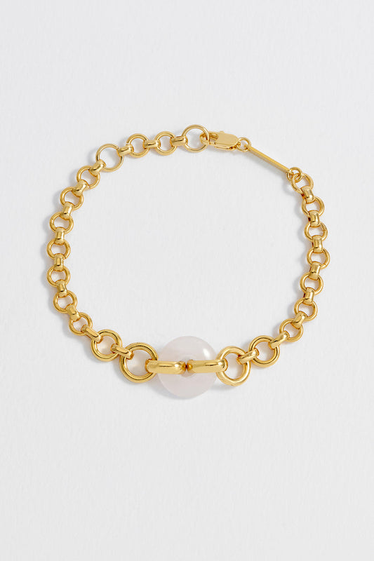 Rose Quartz Graduated Link T-Bar Bracelet