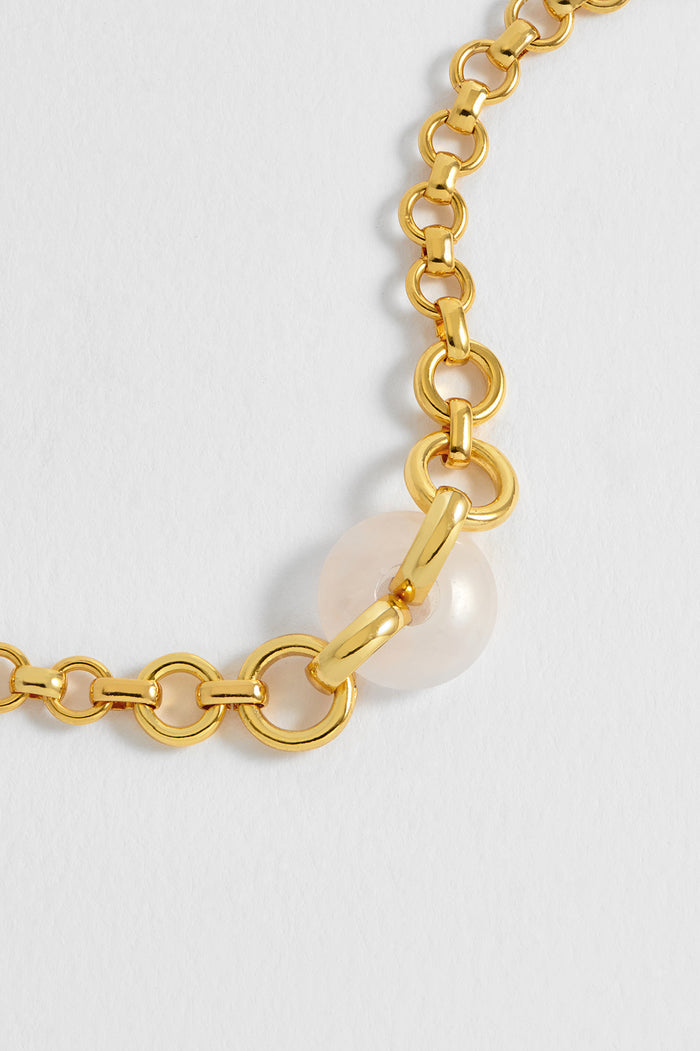 Rose Quartz Graduated Link T-Bar Bracelet