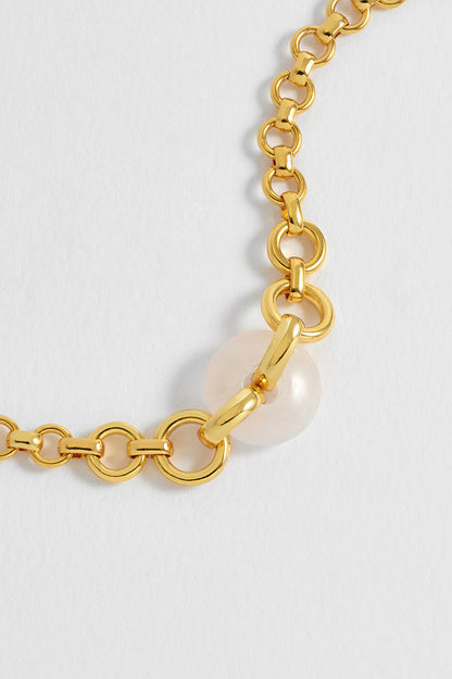 Rose Quartz Graduated Link T-Bar Bracelet