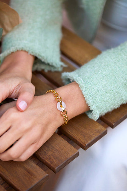 Rose Quartz Graduated Link T-Bar Bracelet