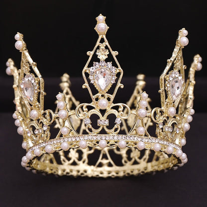 Round Baroque-Fit for a Queen Rhinestone Crystal Bridal Crown-QuinceTiara