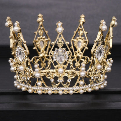 Round Baroque-Fit for a Queen Rhinestone Crystal Bridal Crown-QuinceTiara
