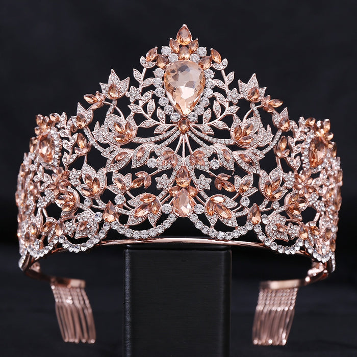 Royal European Queen Luxury Crystal Crown with Large Rhinestones