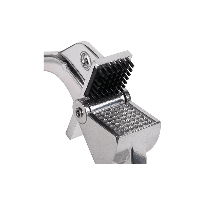 Royal Industries 7 inch Aluminum Garlic Press  This garlic press features pressing nubs that force the garlic through a stainless steel blade. It is extremely easy cleaning and won't leave your hands smelling like garlic all day-ROY GP Hannah's Variety Store