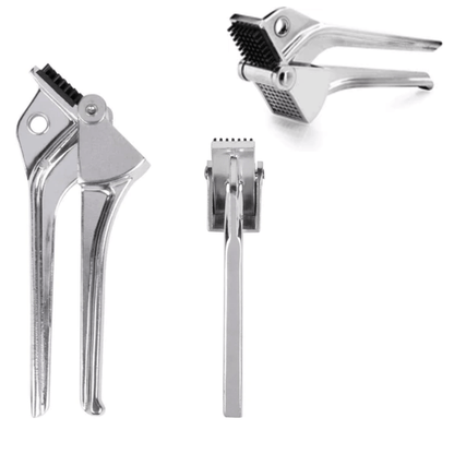 Royal Industries 7 inch Aluminum Garlic Press  This garlic press features pressing nubs that force the garlic through a stainless steel blade. It is extremely easy cleaning and won't leave your hands smelling like garlic all day-ROY GP Hannah's Variety Store