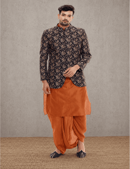 Rust Orange Kurta Jacket Set