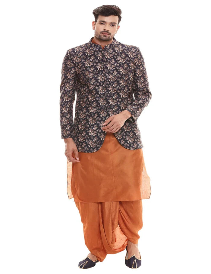 Rust Orange Kurta Jacket Set