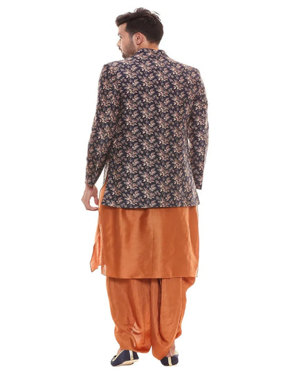 Rust Orange Kurta Jacket Set