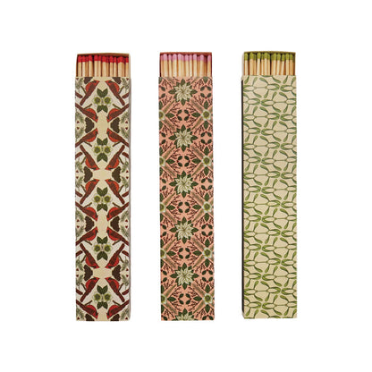 Safety Fireplace Matches in Matchbox with Seasonal Botanical Pattern (3 Styles)