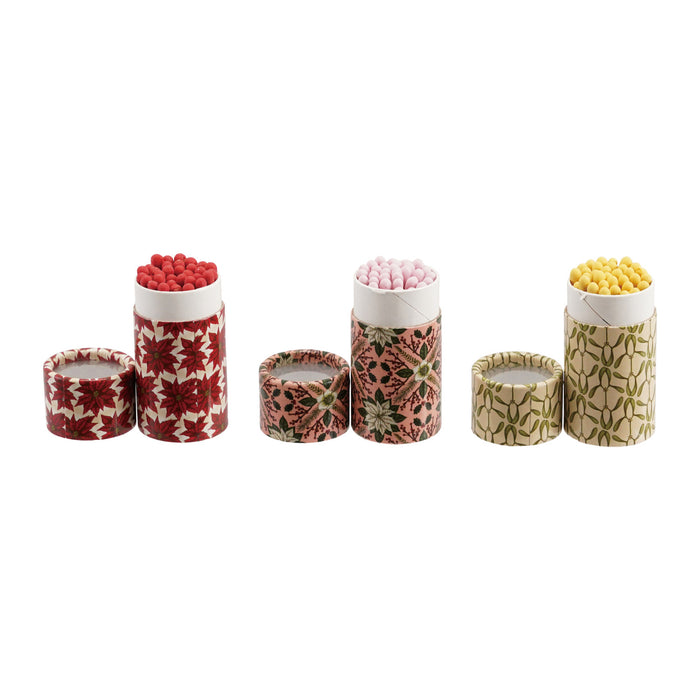 Safety Matches in Tube Matchbox with Seasonal Botanical Pattern (3 Styles)