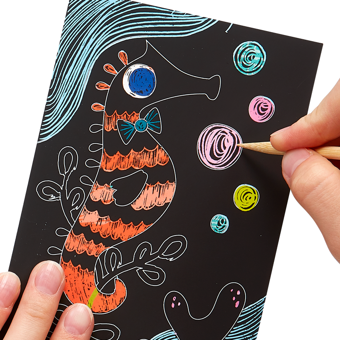 Artwork image of Friendly Fish Scratch and Scribble Mini Scratch Art Kit