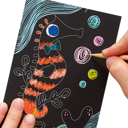 Artwork image of Friendly Fish Scratch and Scribble Mini Scratch Art Kit