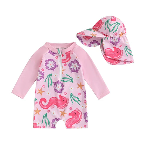 SEAHORSE Swimsuit with Sun Hat