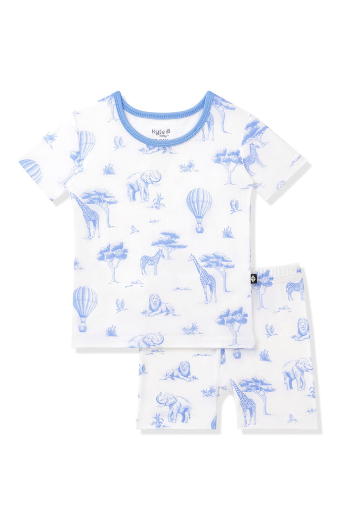 Product photo of the Short Sleeve Pajamas in Toile Safari on a white background