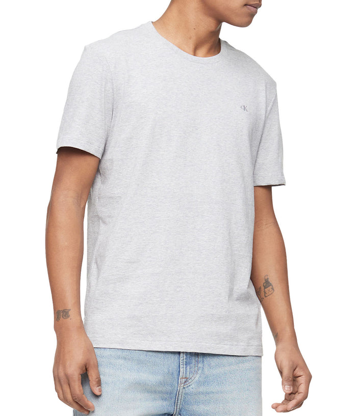 Short Sleeves Smooth Cotton Solid Crewneck Tee