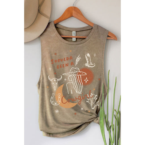 Shoulda Been A Cowgirl Mineral Graphic Vest