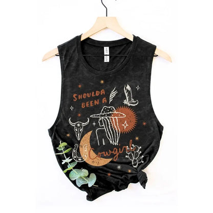 Shoulda Been A Cowgirl Mineral Graphic Vest
