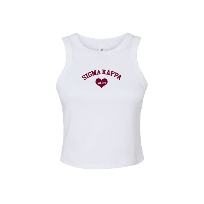 Sigma Kappa Crop Tank Top - Women's Micro Rib Racer Tank - Sig Kap Sorority