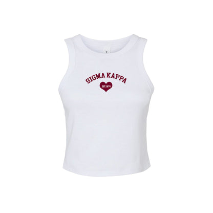 Sigma Kappa Crop Tank Top - Women's Micro Rib Racer Tank - Sig Kap Sorority