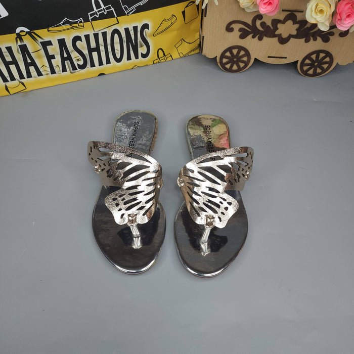 Silver Butterfly Slippers - Maha fashions -  Women Footwear