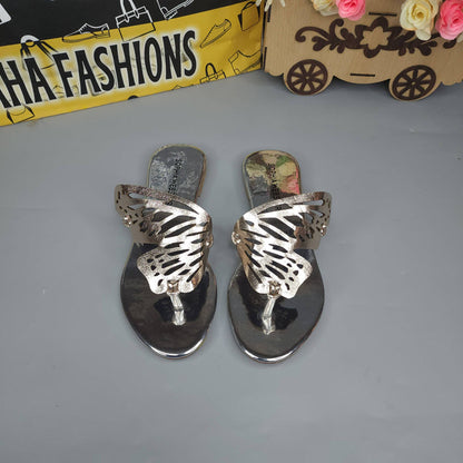 Silver Butterfly Slippers - Maha fashions -  Women Footwear