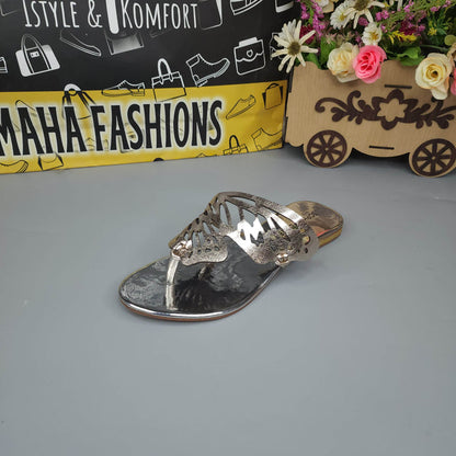 Silver Butterfly Slippers - Maha fashions -  Women Footwear
