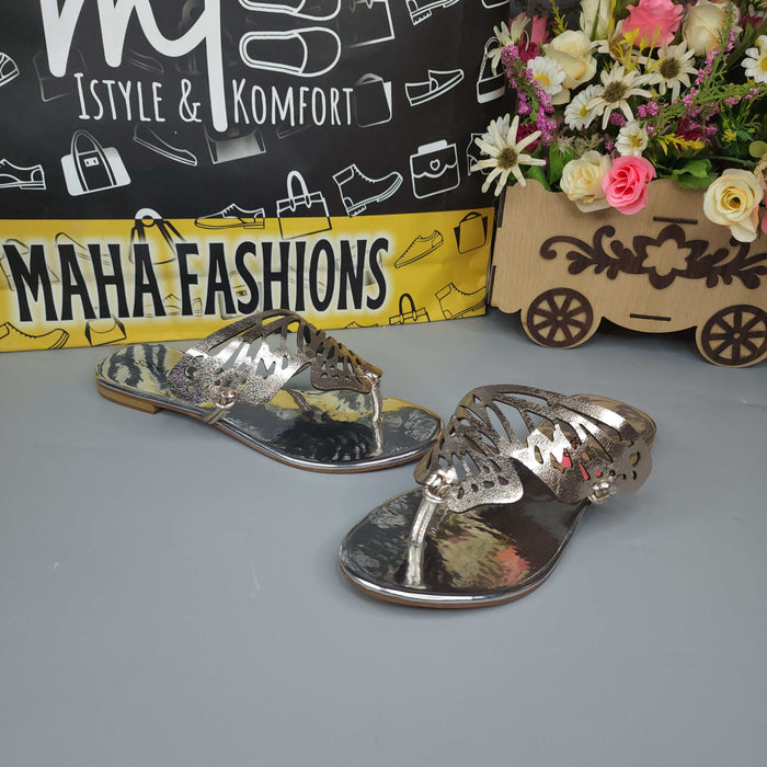 Silver Butterfly Slippers - Maha fashions -  Women Footwear