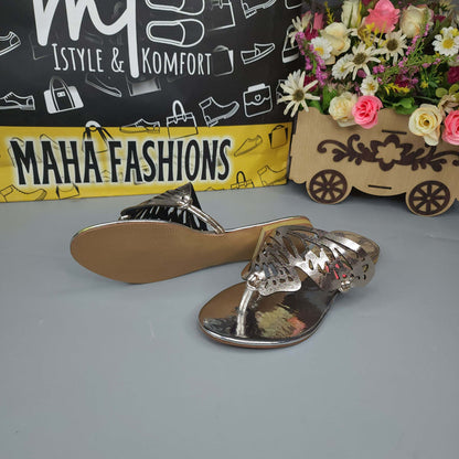 Silver Butterfly Slippers - Maha fashions -  Women Footwear