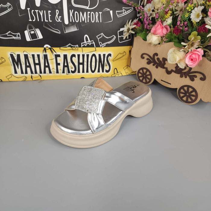 Silver Comfy Slippers - Maha fashions -  Women Footwear