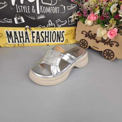 Silver Comfy Slippers - Maha fashions -  Women Footwear