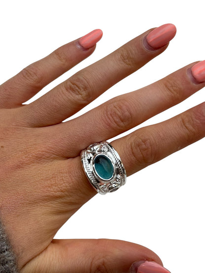 Silver Cordelia Ring in Blue