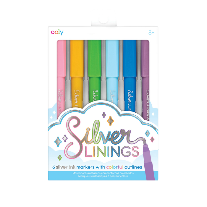Front of packaging of OOLY Silver Linings Outline Markers on a white background