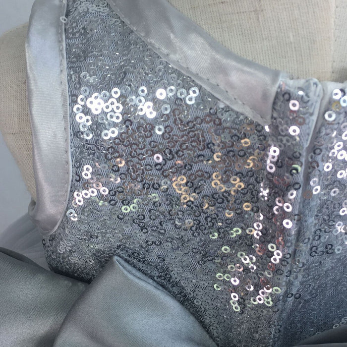 Silver Sequins Sleeveless Princess Baby Girls Dress- Flower Girl Dress