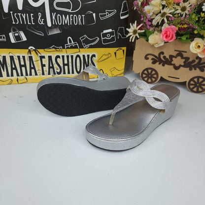 Silver Slippers - Maha fashions -  Women Footwear