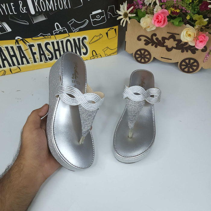 Silver Slippers - Maha fashions -  Women Footwear