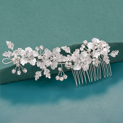 Silver Wedding Hair Combs Leaf Flower Design Bridal Hair Accessories