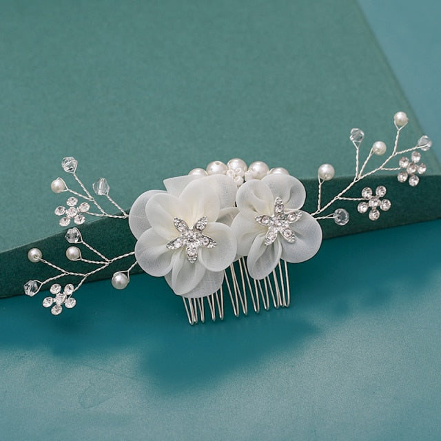 Silver Wedding Hair Combs Leaf Flower Design Bridal Hair Accessories