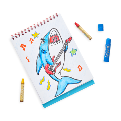 Drawing of a rock'n roll shark in the Sketch and Show Standing Sketchbook