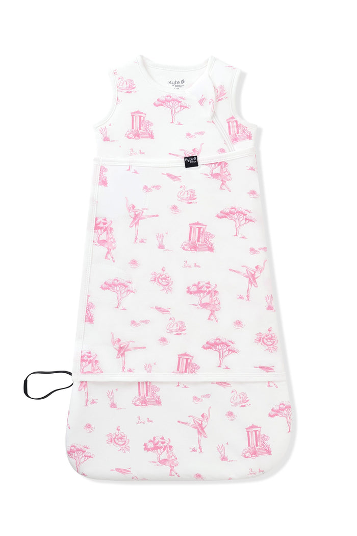 Sleep Bag Swaddler in Toile Ballet 1.0 shown swaddled