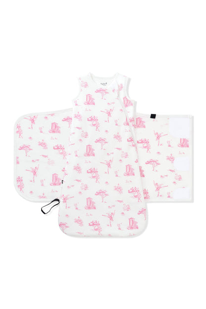 Sleep Bag Swaddler in Toile Ballet 1.0 shown unswaddled