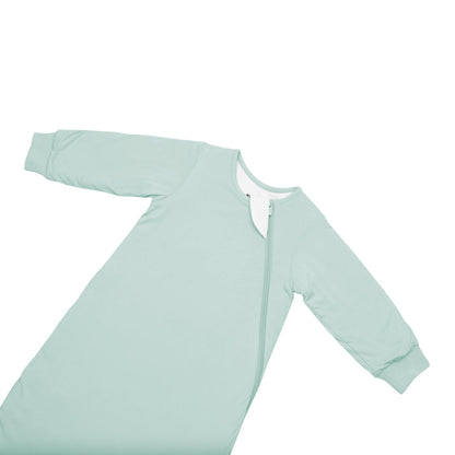 Zipper garage on Kyte Baby bamboo Slumber Bag in Sage