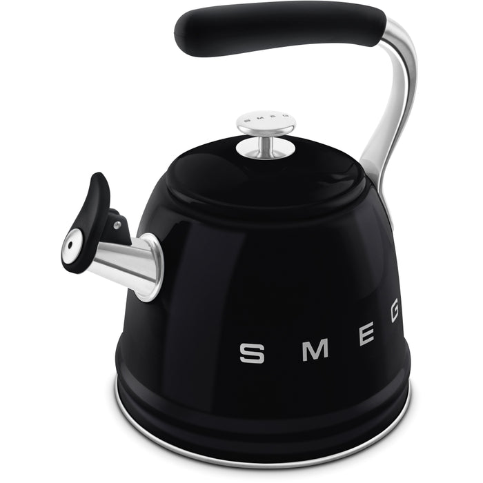 Smeg WKF01BL Retro 50s Style Whistling Hob Kettle Black Black