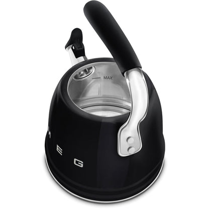 Smeg WKF01BL Retro 50s Style Whistling Hob Kettle Black Black