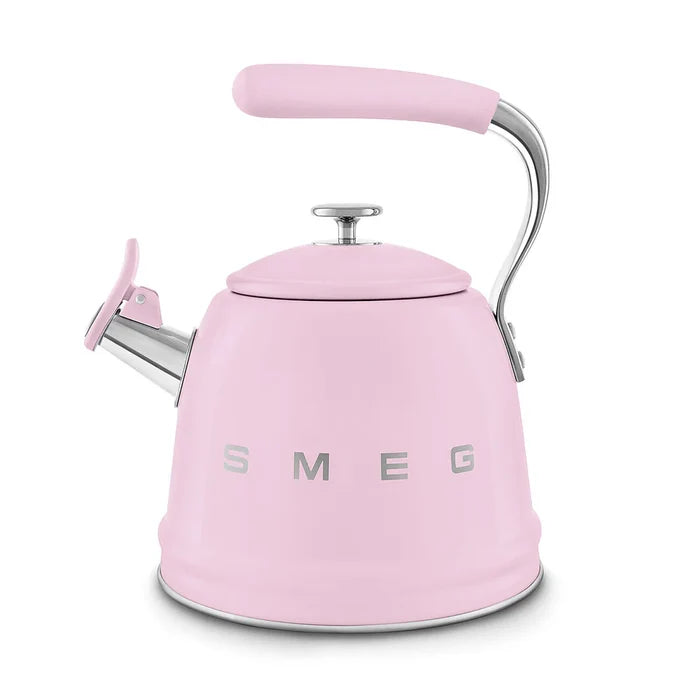 Smeg WKF01PK Retro 50s Style Whistling Hob Kettle Pink Pink