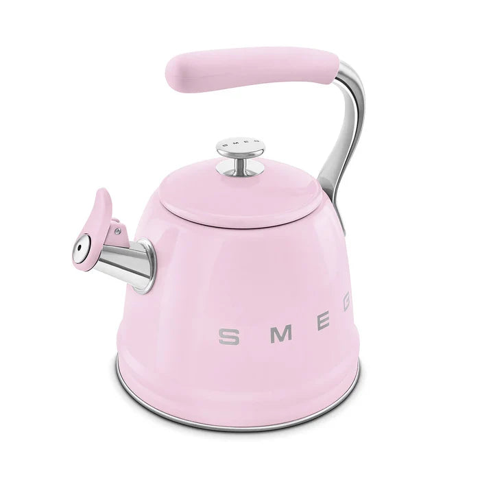 Smeg WKF01PK Retro 50s Style Whistling Hob Kettle Pink Pink