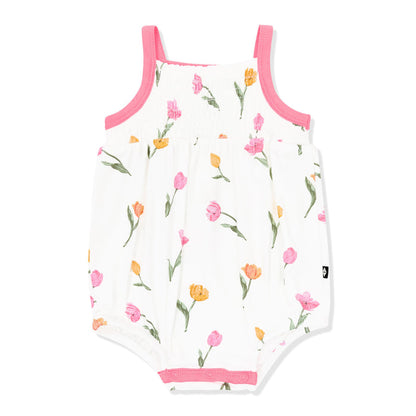 Product photo of the Smocked Bubble Romper in Tulip
