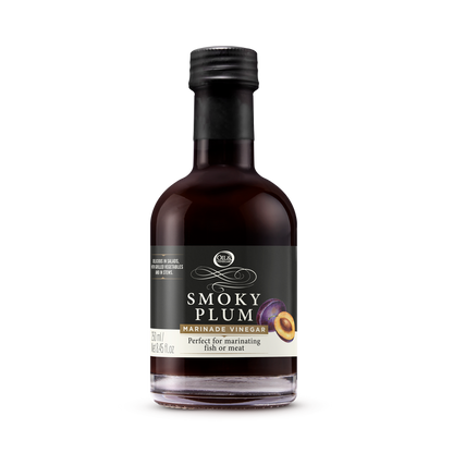 Bottle of smoky plum marinade vinegar